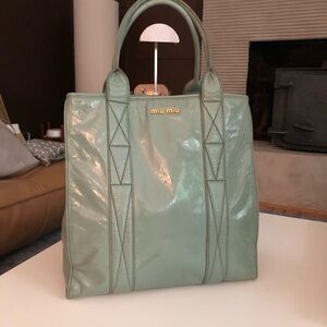 Miu Miu seafoam Green Patent Leather Tote